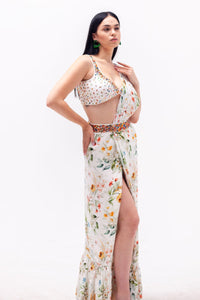 Mila Slit Saree Set-RTS