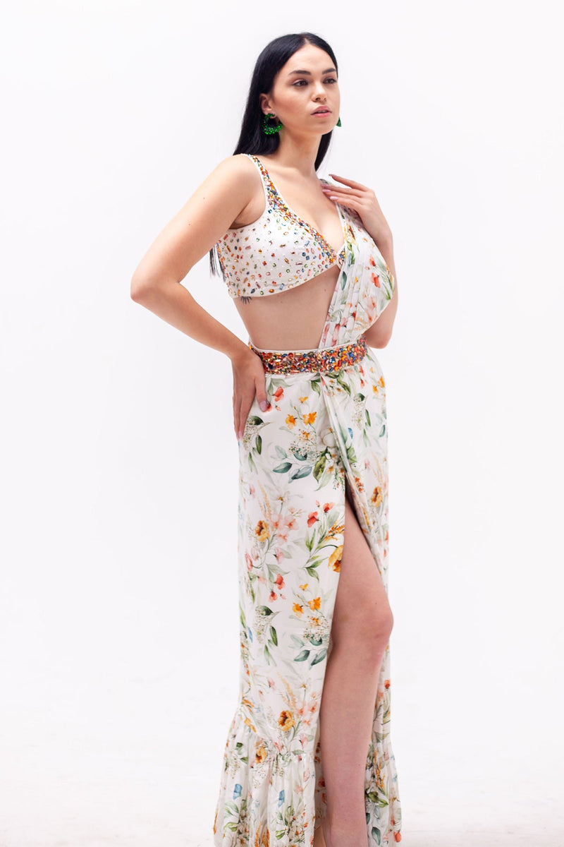 Mila Slit Saree Set-RTS