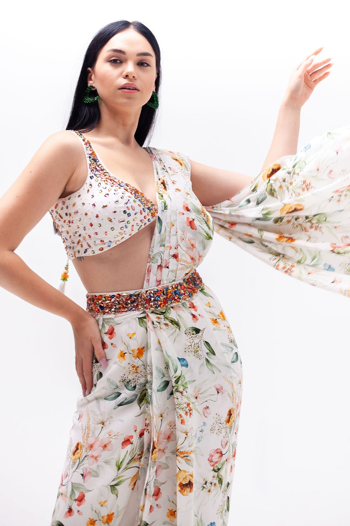 Mila Slit Saree Set-RTS