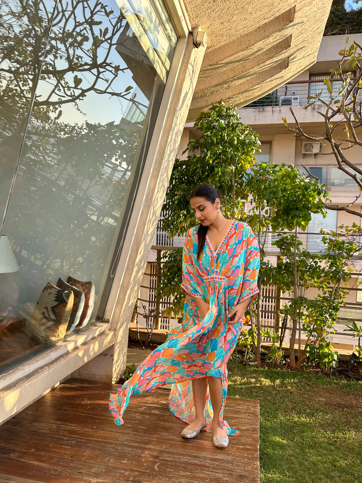 Printed Kaftan Dress