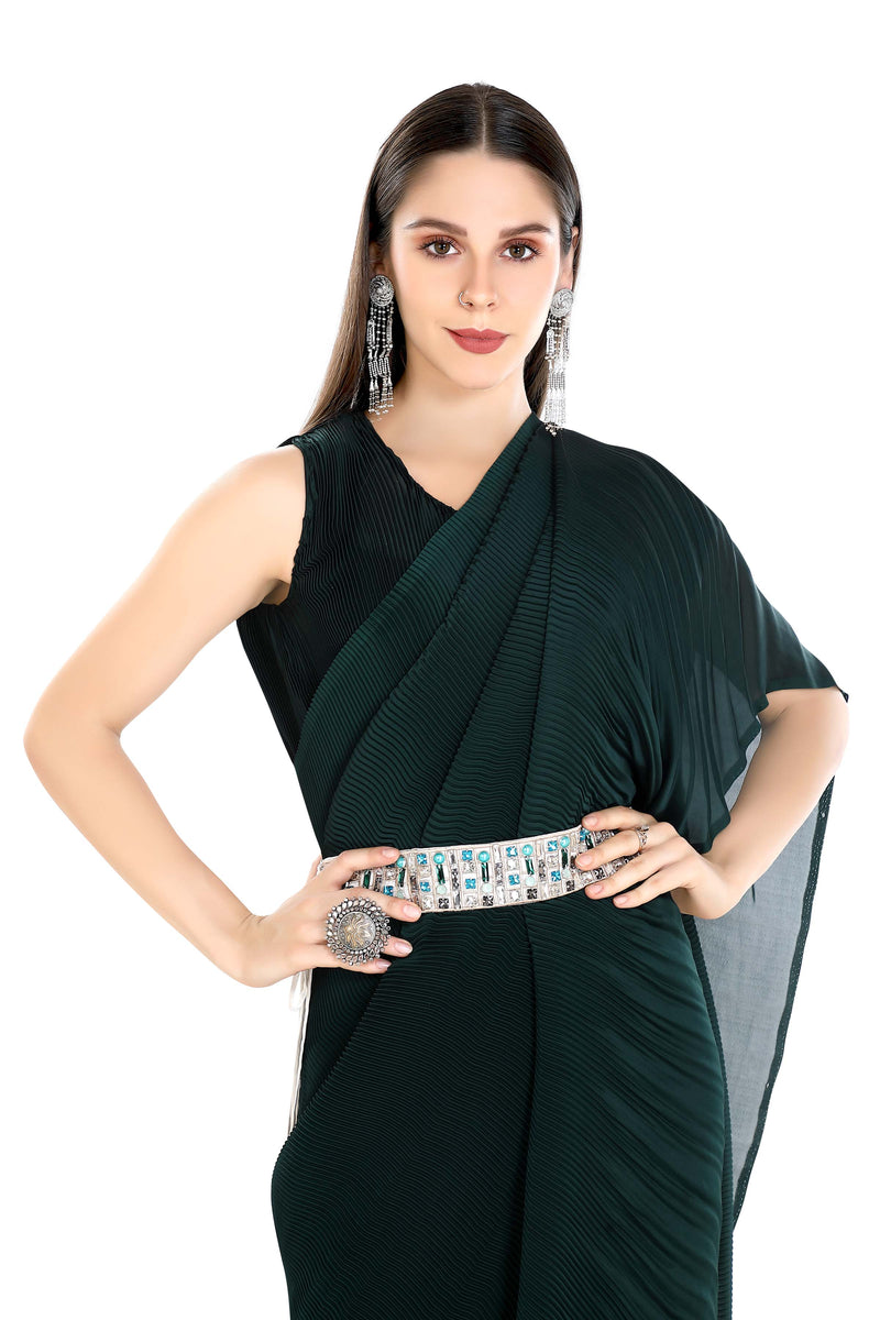 Crushed Satin Gown Sari