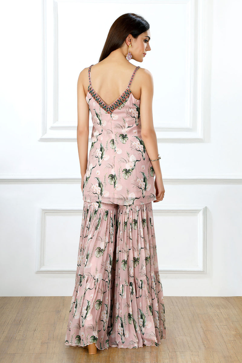 TROPICAL ROSE TIERED SHARARA