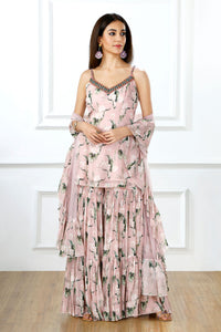 TROPICAL ROSE TIERED SHARARA