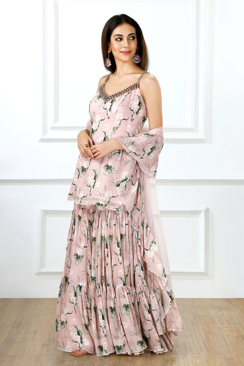 TROPICAL ROSE TIERED SHARARA-RTS