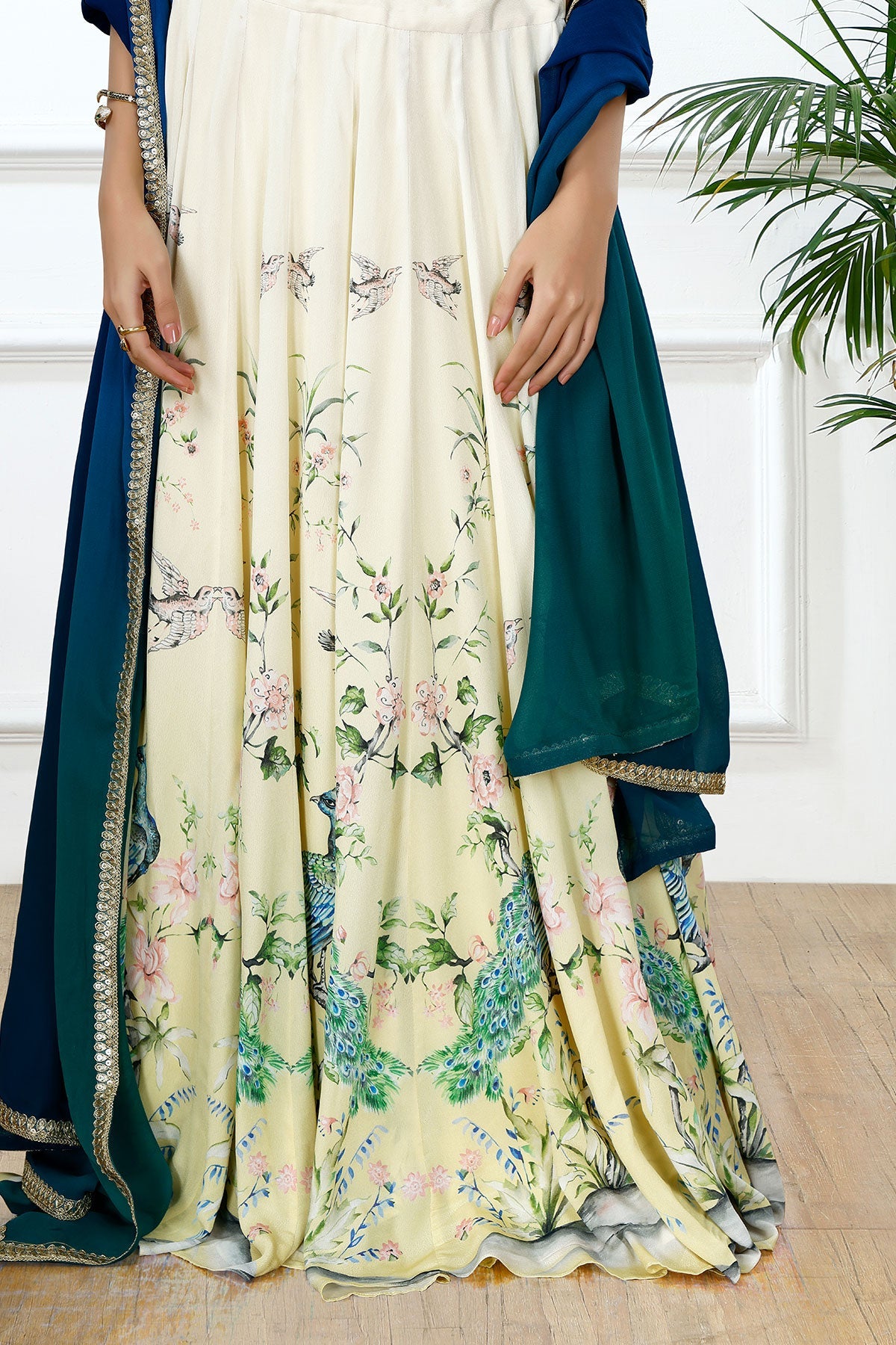 REGAL PLUME PEACOCK PRINT LEHENGA SET-RTS