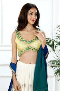 REGAL PLUME PEACOCK PRINT LEHENGA SET