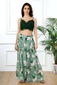 LEAF LUXE CROP TOP PANTS SET-RTS