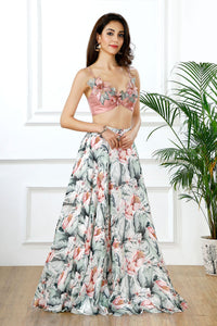 The blush bloom crop top skirt set-RTS