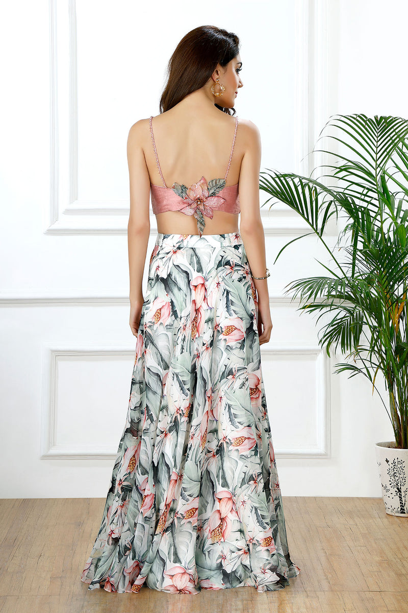 The blush bloom crop top skirt set