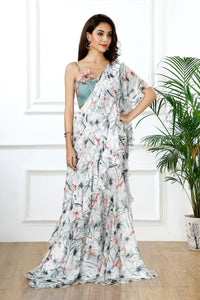 Flamingo bay ruffle sari-RTS