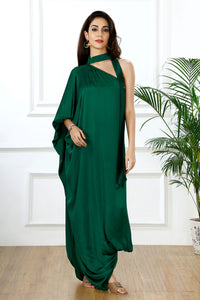 Emerald drape one shoulder scarf tie set
