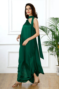 Emerald drape one shoulder scarf tie set