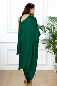 Emerald drape one shoulder scarf tie set