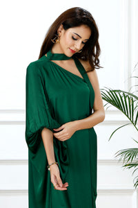 Emerald drape one shoulder scarf tie set