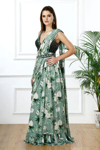 EMERALD DRAPE - SARI STYLE LEHENGA SET-RTS