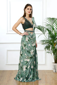 EMERALD DRAPE - SARI STYLE LEHENGA SET