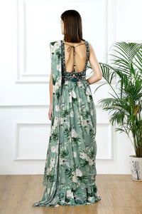 EMERALD DRAPE - SARI STYLE LEHENGA SET-RTS