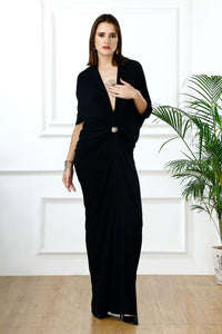 Jungle eclipse plunge kaftan gown