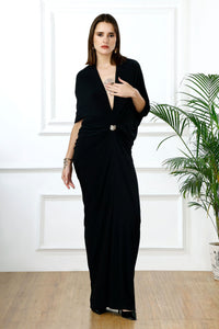 Jungle eclipse plunge kaftan gown-RTS