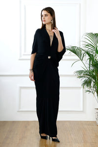 Jungle eclipse plunge kaftan gown
