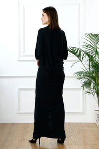 Jungle eclipse plunge kaftan gown