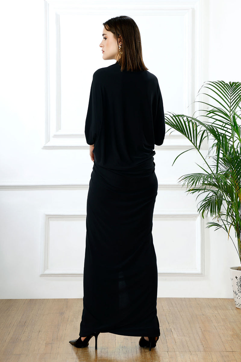 Jungle eclipse plunge kaftan gown