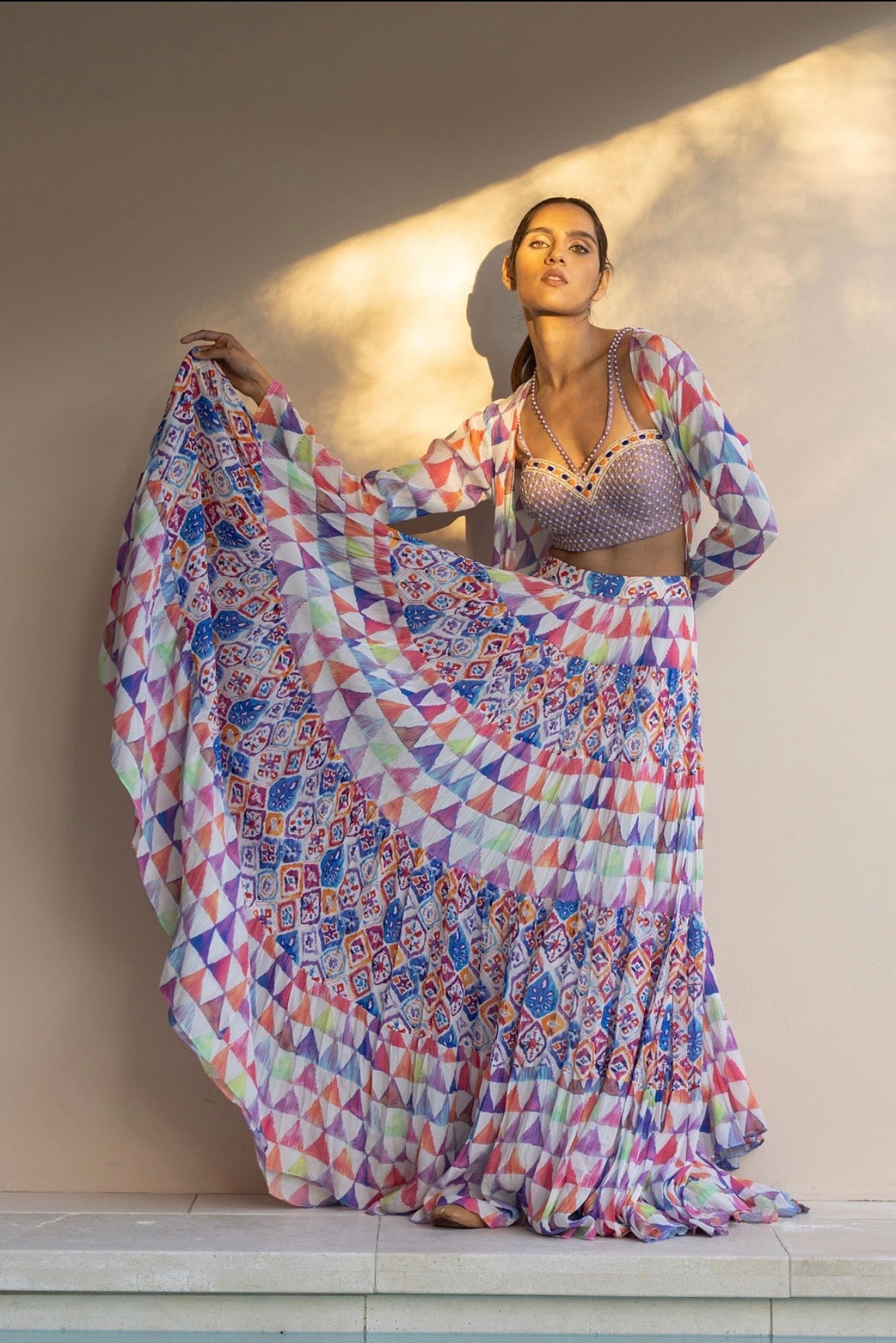 Malaikat crop top skirt set