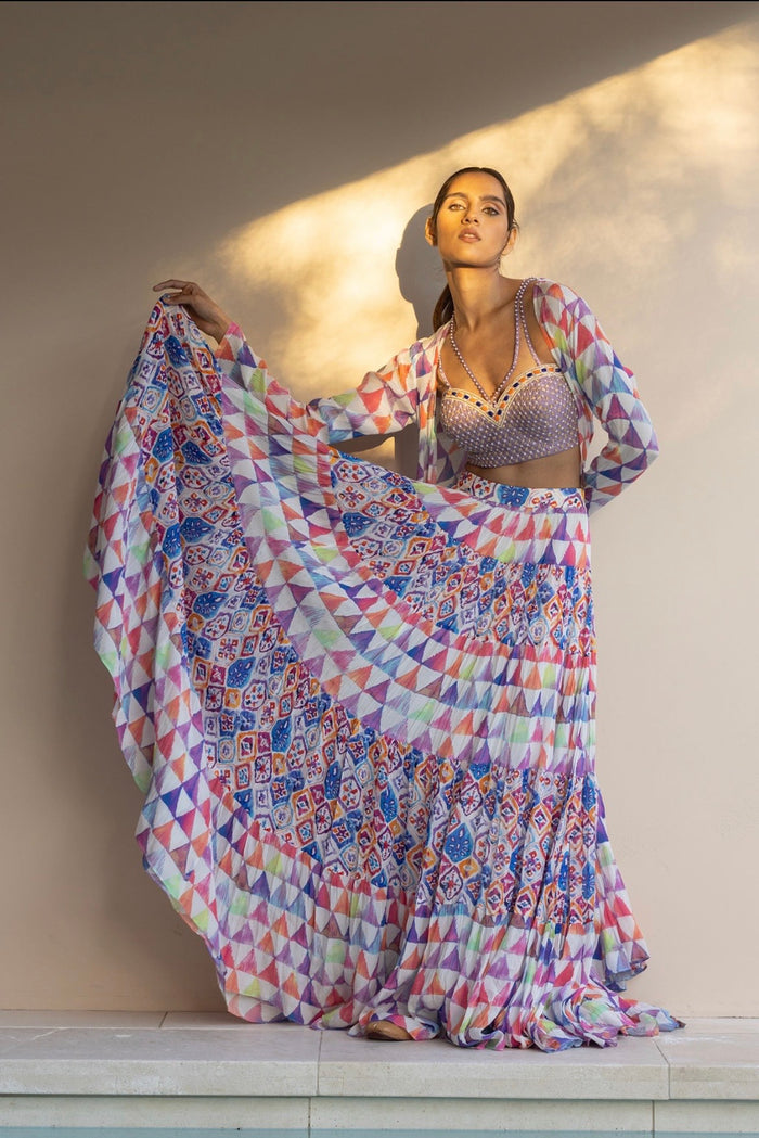 Malaikat crop top skirt set