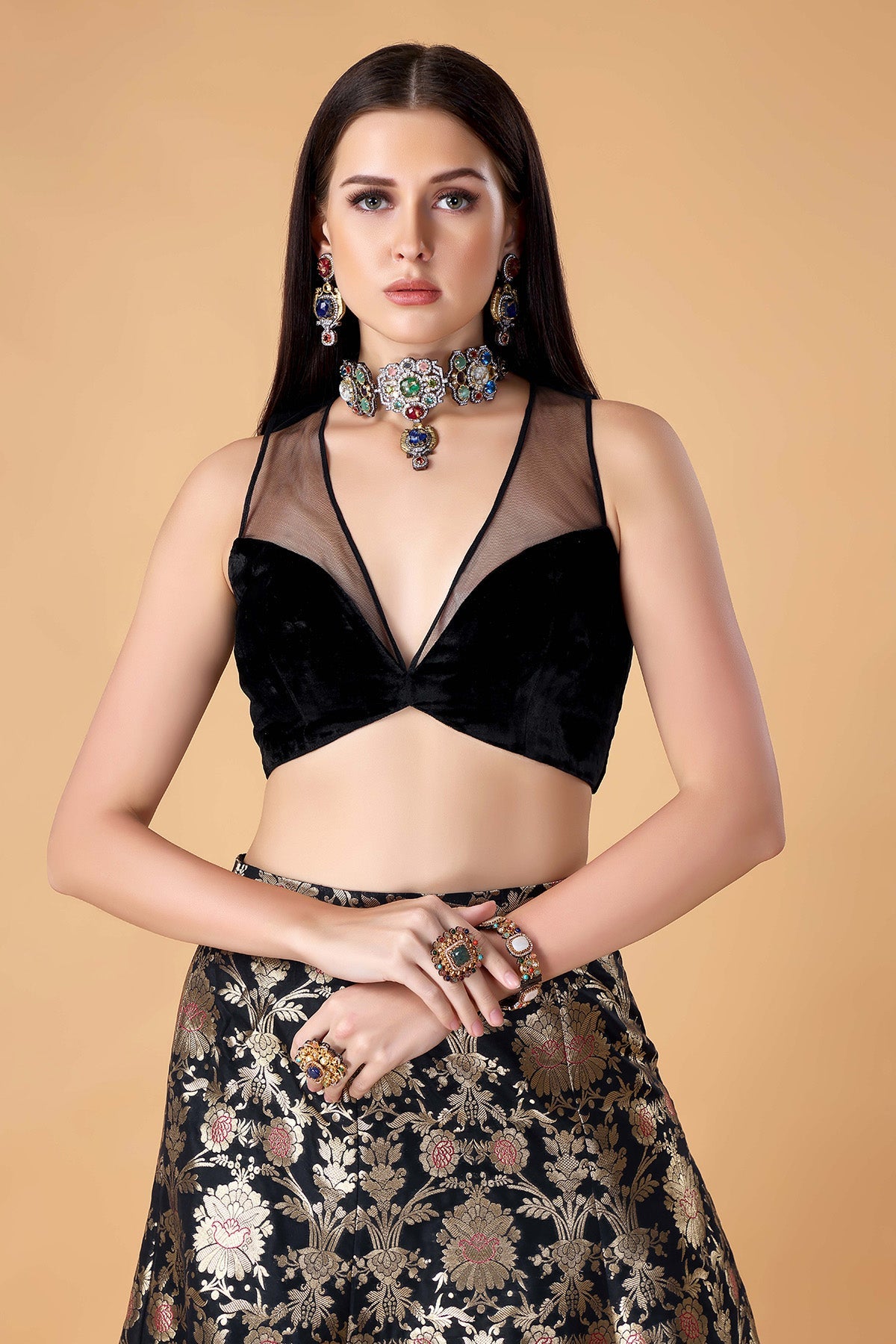 Zohra Crop Top Lehenga Set-RTS