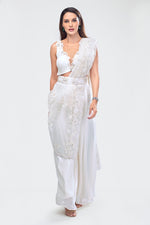 Crop Top, Pallazo and Sari Drape Worn with A Belt