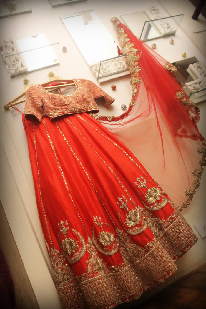 Priyanka Red Lehenga-RTS