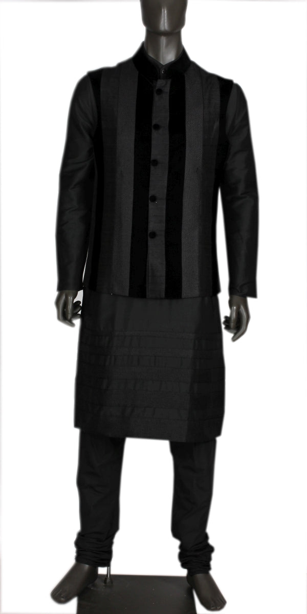 BLACK BUNDI IN 3 FABRICS