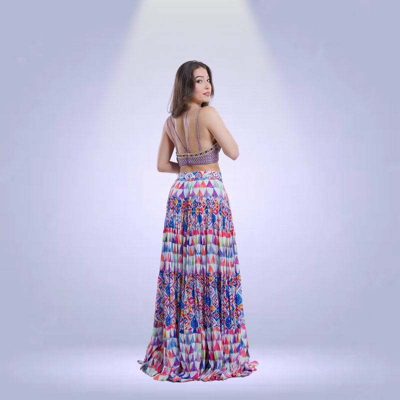 Malaikat crop top skirt set
