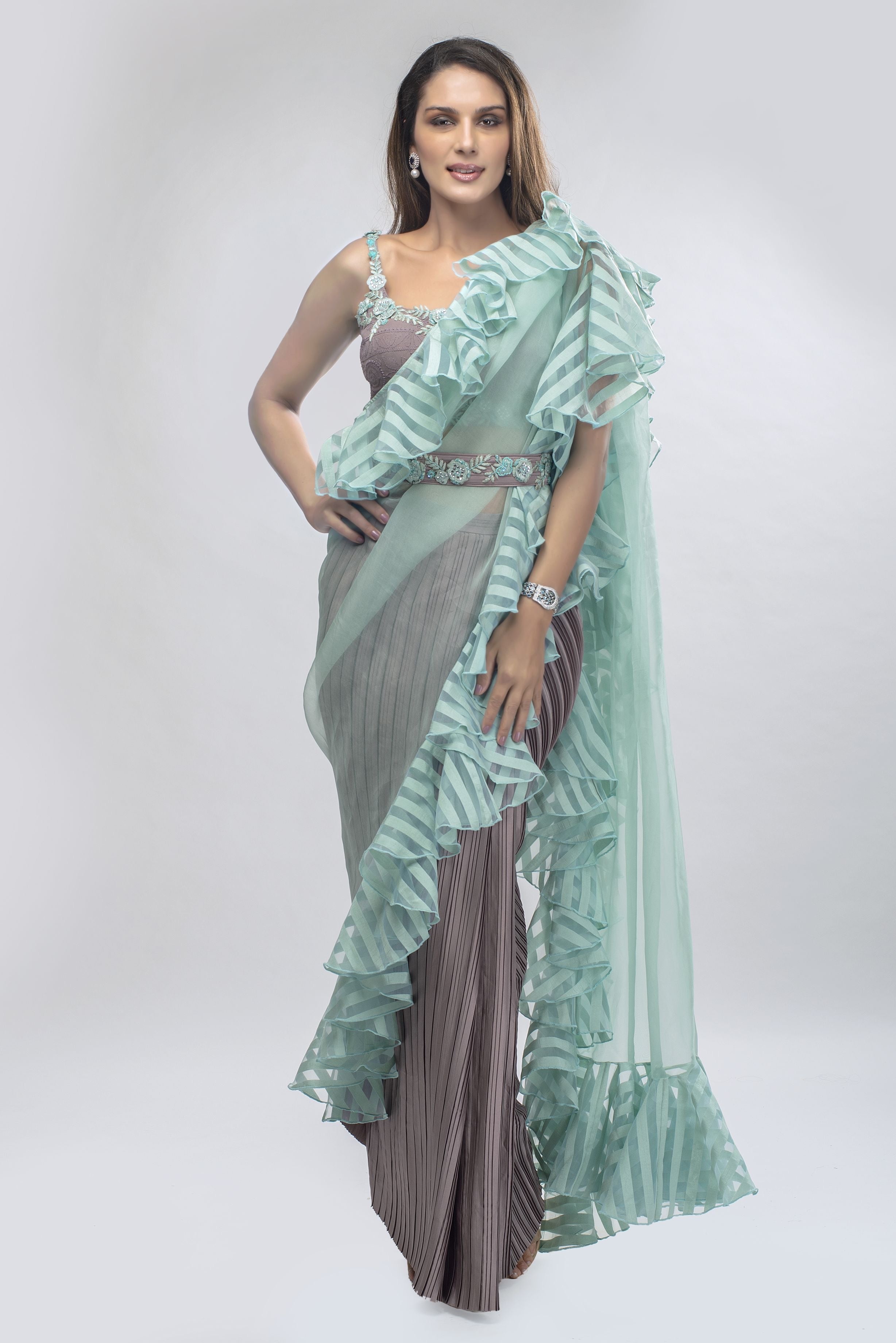 Ruffled Pre-Stitched sarees – Chhabra 555