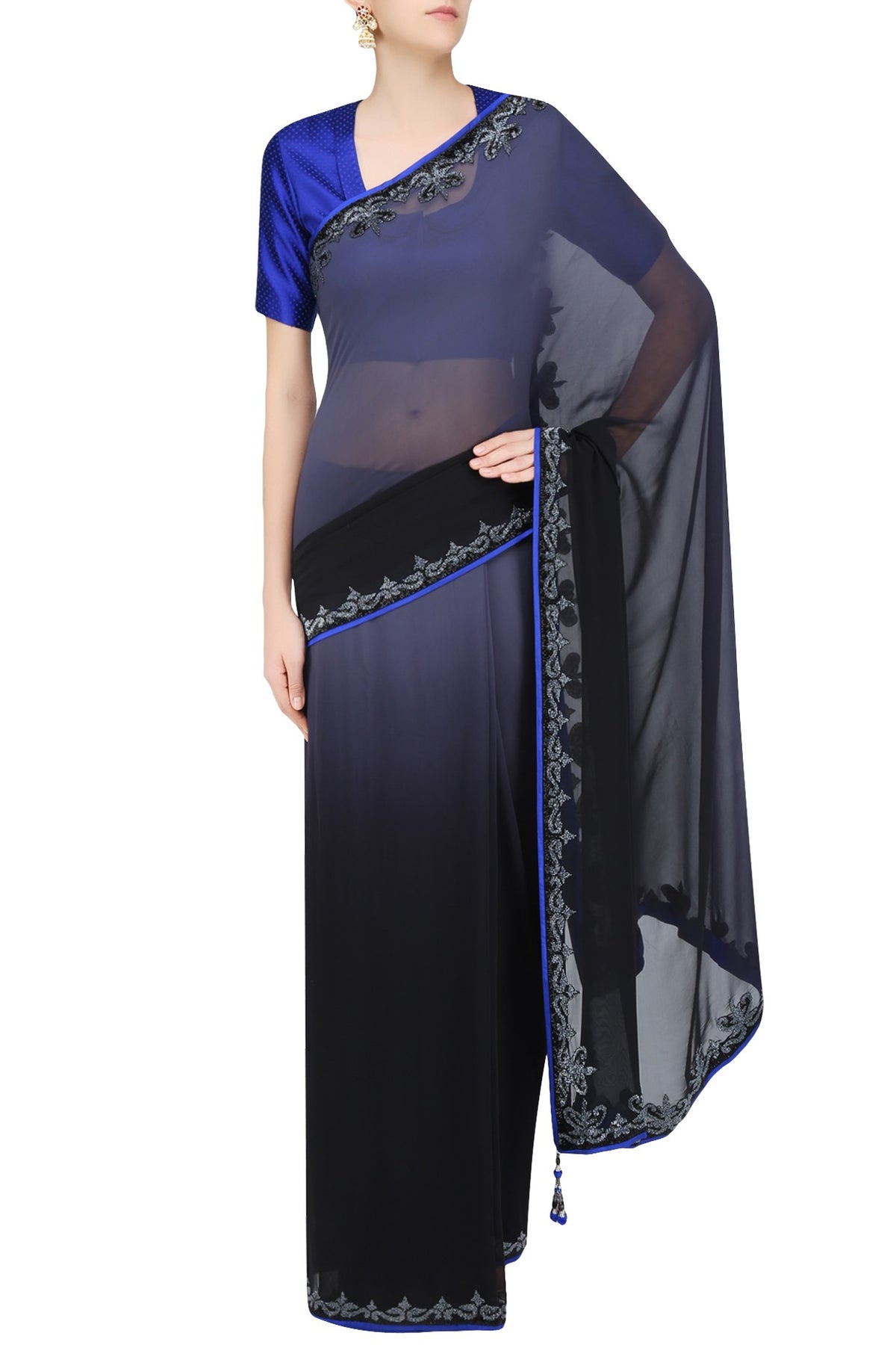Grey and Black Shaded Cocktail Sari